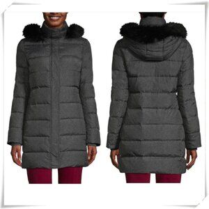 Land's End Women's 600 Down Winter Coat in Grey Heather w/ Hood 3X PETITE Plus